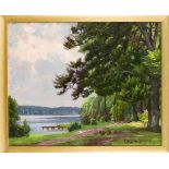 Fritz Hildebrandt (1878-1970), Abendstimmung am Schlachtensee, Öl auf Leinwand, um 1920,rechts unten