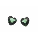 Paar Turmalin-Herzen, 2 Stück, zus. 2,20 ct, Cabochons, 7,0 x 6,6 x 3,9 mmPair of tourmaline hearts,