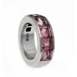 Turmalin-Ring WG 585/000 mit 5 quadratisch fac. Pink Turmaline 7 mm, RG 55, 16,7 gTourmaline Ring WG