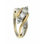 Brillant-Ring GG/WG 585/000 mit 8 Brillanten und 24 baguetteförmig fac. Diamanten, zus.0,72 ct l.