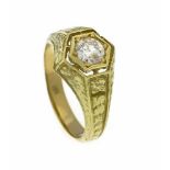 Brillant-Ring GG 585/000 mit einem Brillanten 0,72 ct W/PI1, RG 58, 7,1 gBrilliant ring GG 585/000