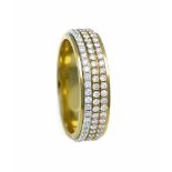 Tricolor-Brillant-Drehring GG/RG/WG 750/000 mit Brillanten, zus. 1,29 ct W/lupenrein, jedeSchiene