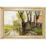 Walter Moras (1856-1925), Frühling im Spreewald, Öl auf Leinwand, auf Karton, um 1900,rechts unten