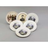 6 Teller, Keramik, 4x Pierre Ragout, 1850-1880, Dekor Potsdam, im Spiegel Napoleon inÄgypten,