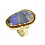 Boulderopal-Ring GG 585/000 mit einem seltenen, sehr feinen Boulderopal 25,5 x 13,5 mm mitintensivem