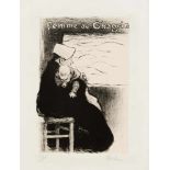 Théophile Alexandre Steinlen (1859-1923), "Femme de Chagrin", Lithographie aufcremefarbenem Papier