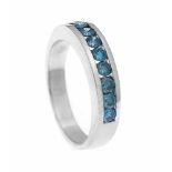 Brillant-Ring WG 585/000 mit 9 Brillanten, zus. 0,70 ct Fancy Intense Blue/SI-P1, RG 54,4,6