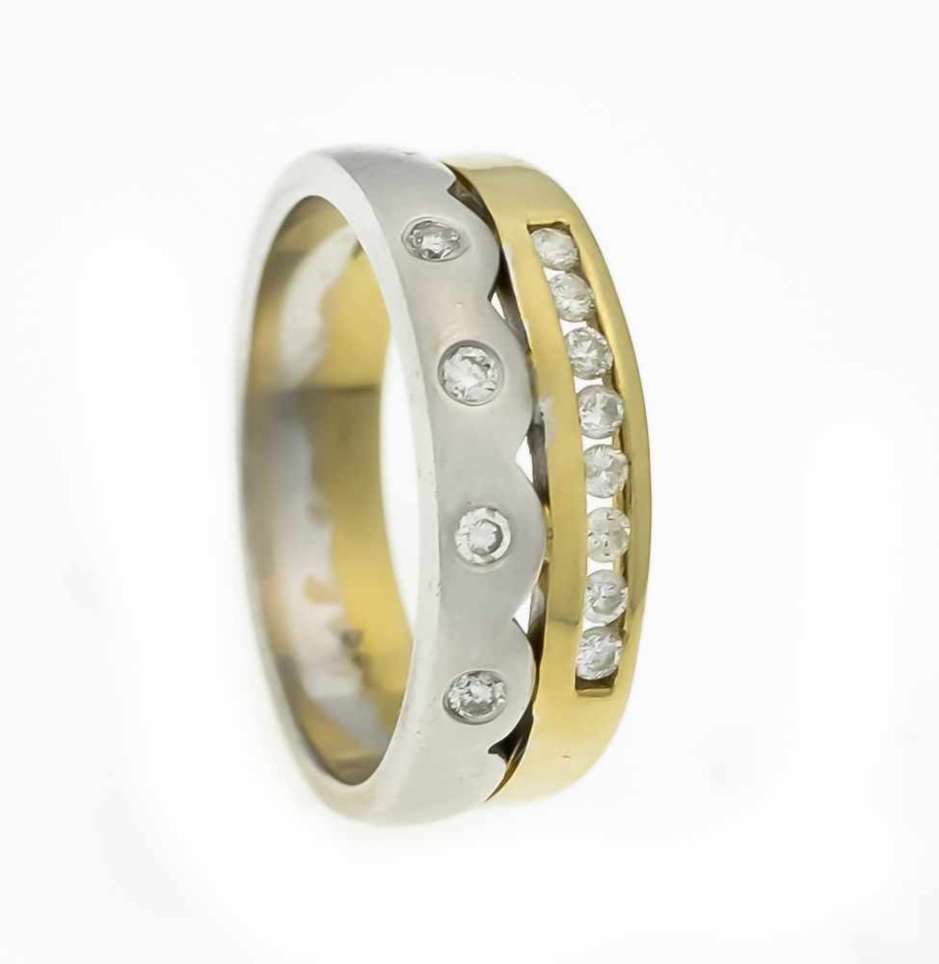 Brillant-Ring GG/WG 585/000 mit 12 Brillanten, zus. 0,24 ct W/SI-PI, RG 55, 5,9 gBrilliant Ring GG /