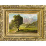 A. Bossi, Ende 19. Jh., alpine Landschaft, Öl auf Lwd., u. li. sign., 21 x 30 cm, ger. 39x 47 cmA.