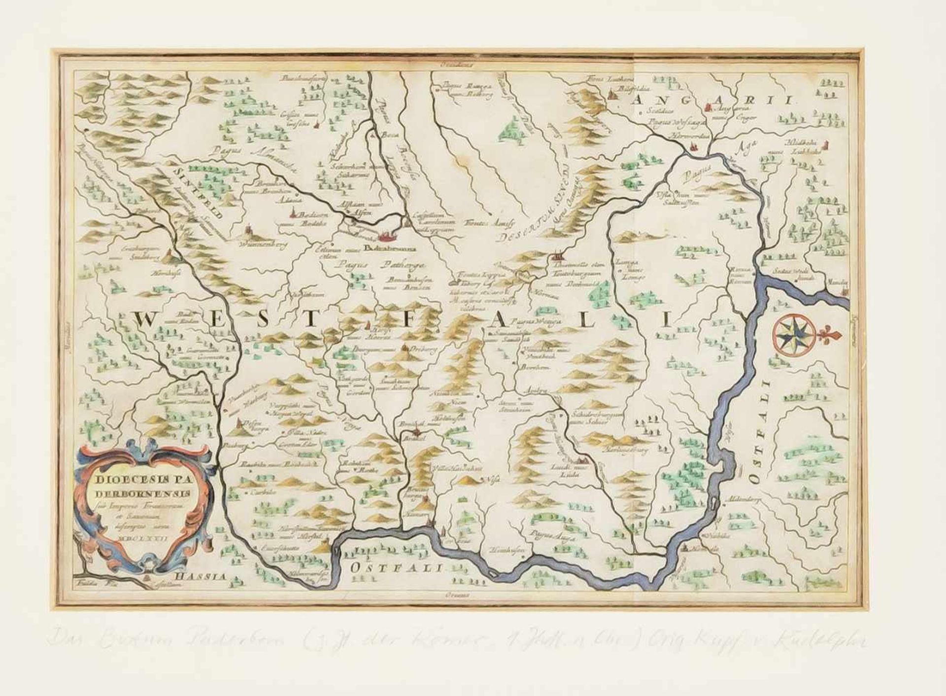 Paderborn, 5 historische Karten des 17. Jh., "Paderbornensis Episcopatus descriptio nova",Bistum - Bild 4 aus 5