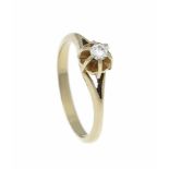 Brillant-Ring GG 750/000 mit einem Brillanten 0,10 ct TW/VS, RG 53, 2,8 gBrillant ring GG 750/000