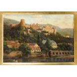Anonymer Vedutenmaler 1. H. 20. Jh., Ansicht von Heidelberg mit dem Schloss im Hintergr.,Öl auf