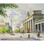 Bruno Bielefeld (1879-1973), Berliner Ansicht des Brandenburger Tores mit Reichstag imHintergrund