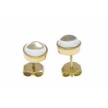 Mondstein-Ohrstecker GG 585/000 mit 2 runden Mondstein-Cabochons 7 mm, D. 7,6 mm, 1,6 gMoonstone