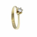 Brillant-Ring GG 750/000 mit einem Brillanten 0,20 ct TW/VS, RG 49, 2,0 gBrillant Ring GG 750/000