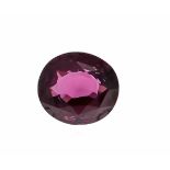 Rhodolith 6,33 ct, oval fac., in exzellenter Farbe und Reinheit und sehr guterFarbbrillanz, 11,2 x