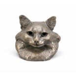 Anonymer Bildhauer des 20. Jh., lebensgroße Büste einer Katze, schwere Galvanoplastik,unsign., H.