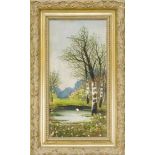 P. van Nispen, um 1900, Paar Landschaften in Frühling und Winter, Öl auf Lwd., jeweils u.sign., 50 x
