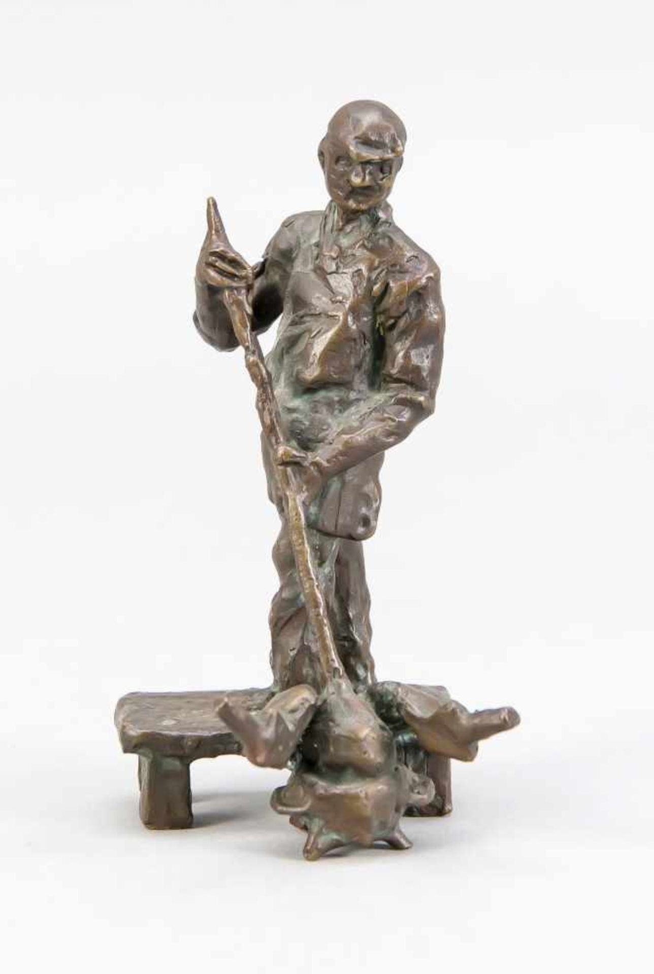 Anonymer Bildhauer um 1960, Glasbläser, braun patinierte Bronze, unsign., H. 10,5 cmAnonymous