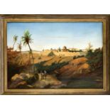 Erich Krüger, Landschaftsmaler des 19. Jh., große Ansicht von Jerusalem, Öl/ Lwd., u. li.sign. u.