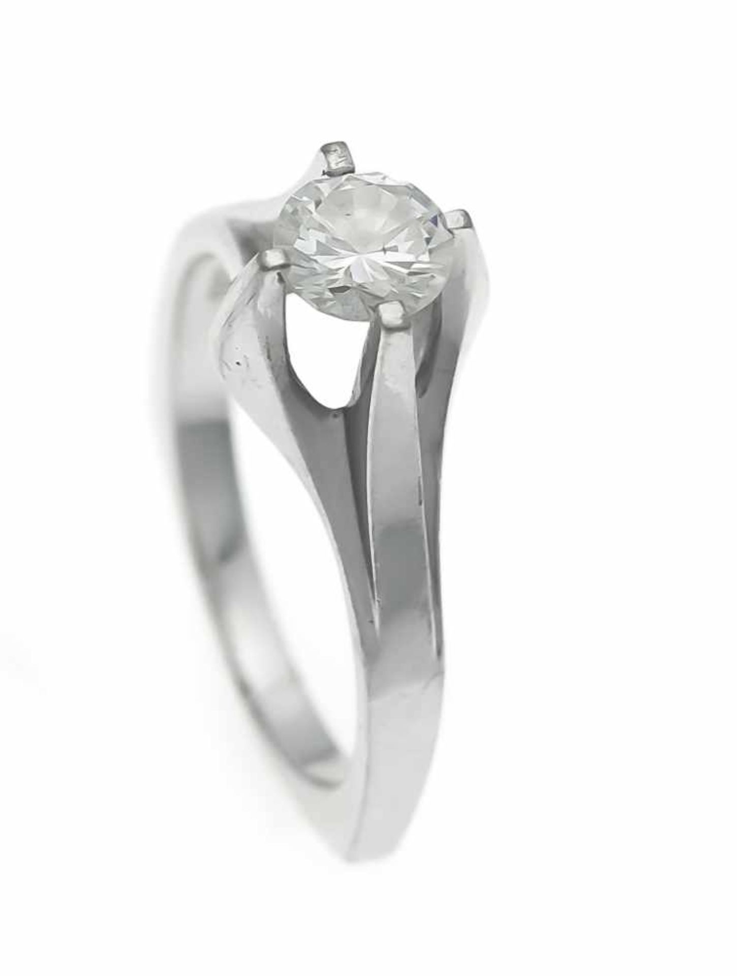 Brillant-Ring WG 750/000 mit einem Brillanten 0,67 ct W/SI, RG 54, 5,3 gBrillant ring WG 750/000