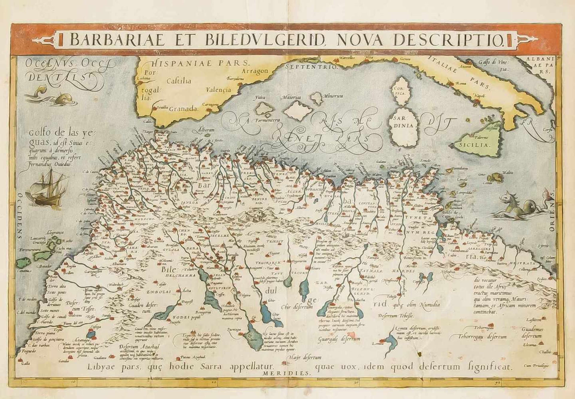 Ortelius, zwei historische Karten von Nordafrika und Österreich aus dem "Theatrum OrbisTerrarum"