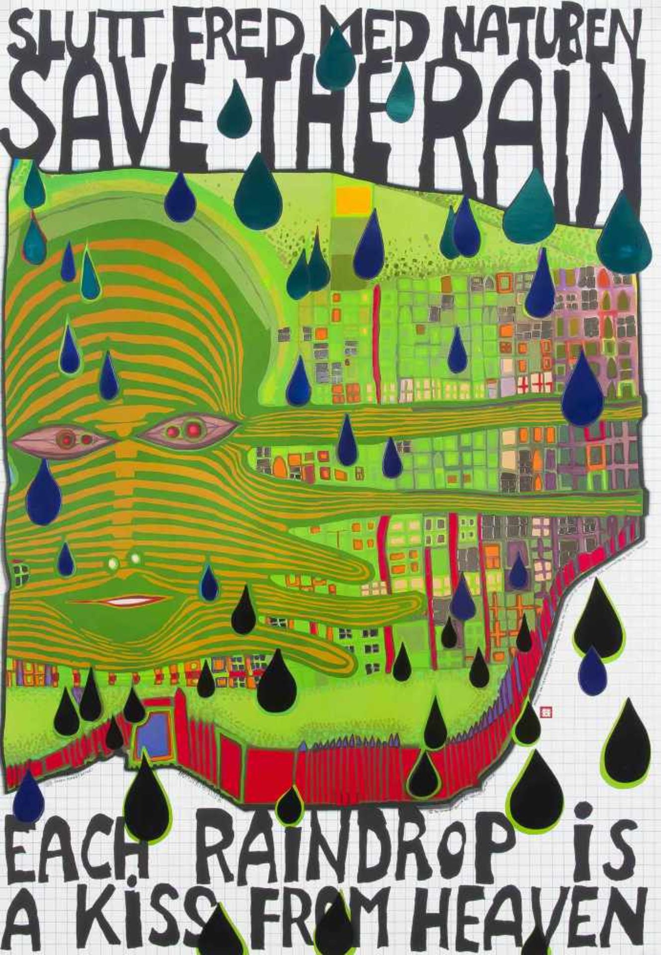 Friedensreich Hundertwasser (1928-2000), zwei Drucke mit Metallfolienprägung, "Save therain" und " - Image 2 of 2