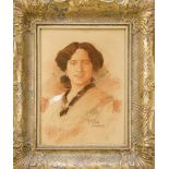 Karel Rélink (1880-1945), tschechischer Maler und Grafiker, Bildnis einer jungen Frau enface,