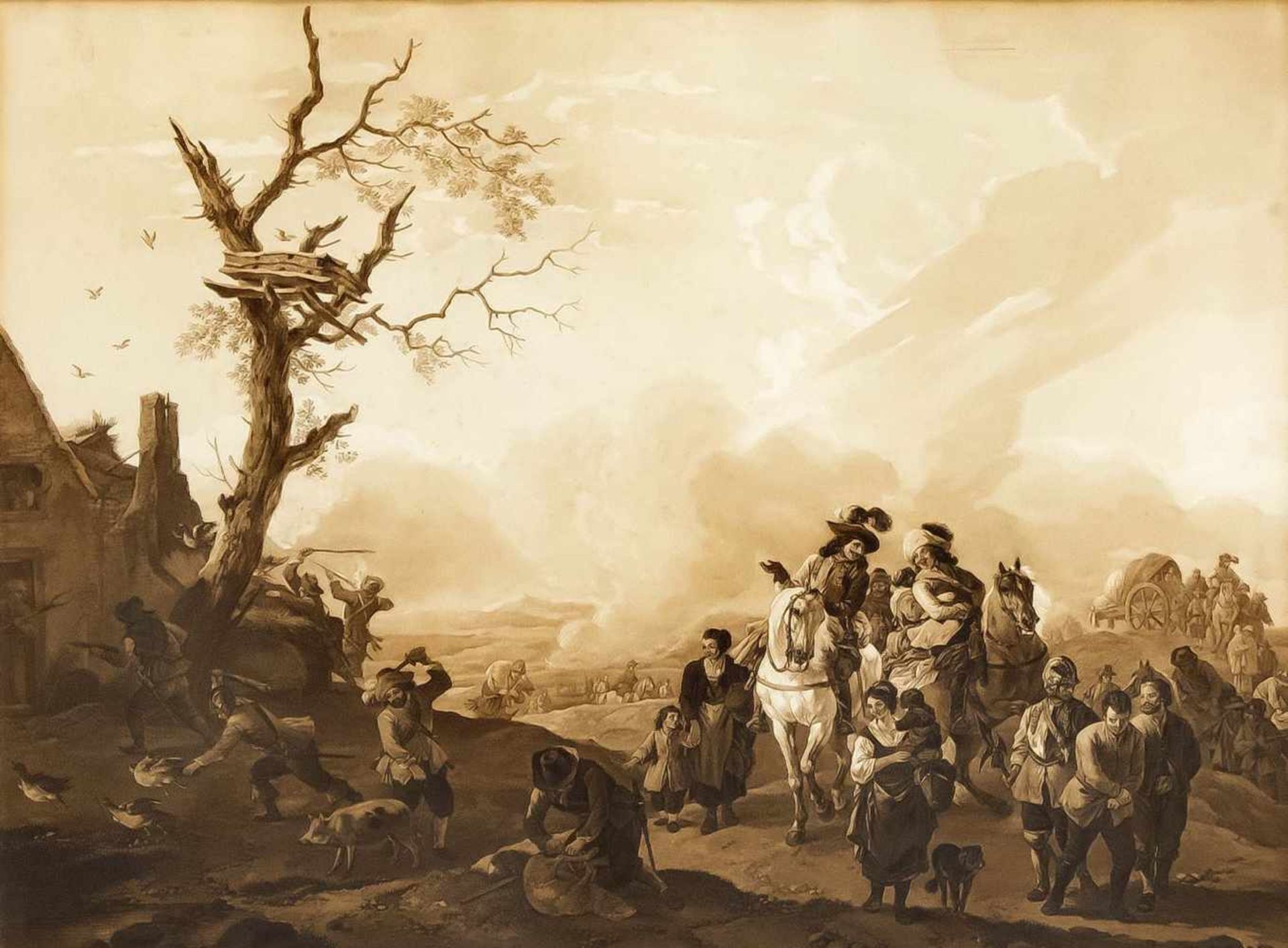 Wilhelm von Kobell (1766-1853) nach Philips Wouwerman (1619-1668), Truppen mitKriegsgefangenen