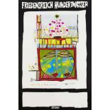 Friedensreich Hundertwasser (1928-2000), drei Poster, eines mit Metallfolienprägung,unger., bis