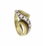 Brillant-Ring GG/WG 750/000 mit 5 Brillanten, zus. 0,30 ct W/VS-SI, RG 49, 6,0 gBrillant ring GG /