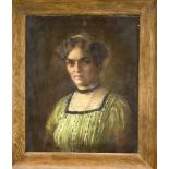 Max Schultze-Strahler (1845-1926), Portrait einer jungen Frau mit grünem Haarband, Öl aufLwd., u.