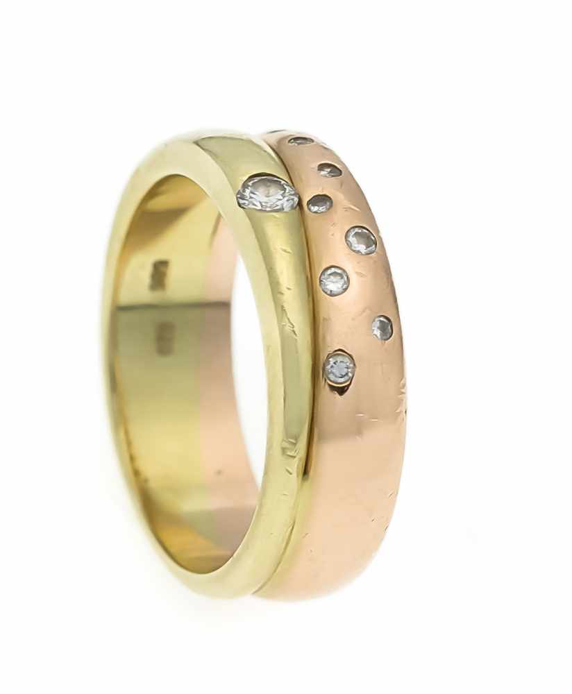 Brillant-Ring GG/RG 585/000 mit 9 Brillanten, zus. 0,20 ct punziert W/VS-SI, RG 55, 7,7 gBrillant