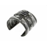 Emaille-Armspange Silber, verziert mit schwarzer Emaille, offen D. 65 mm, 53,5 gEnamel bangle