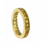 Citrin-Eternity-Ring GG 750/000 mit 23 quadratisch fac. Citrinen 3 mm, RG 56, 6,0 gCitrine