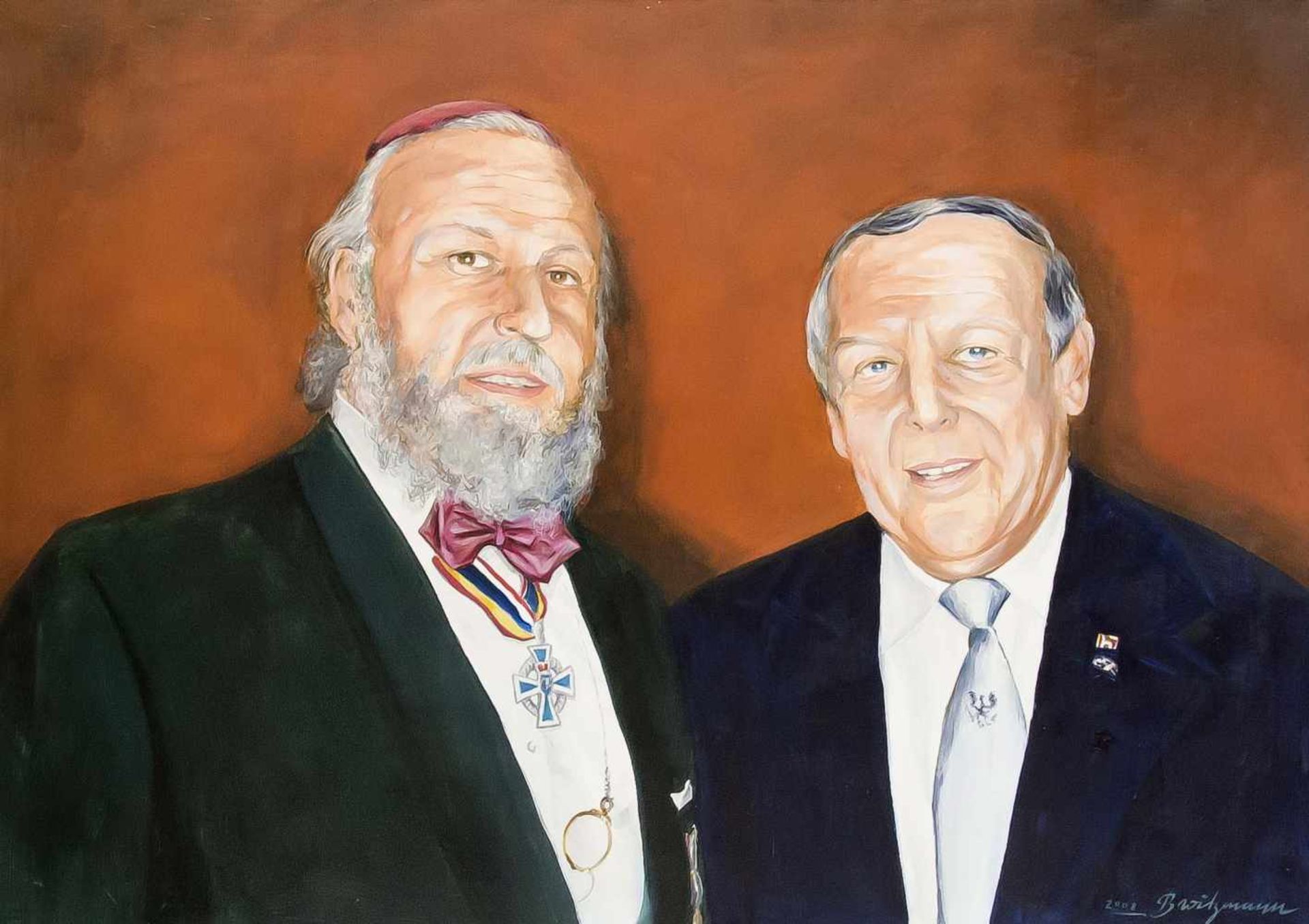 B. Witzmann, Maler des 21. Jh., Doppelportrait zweier hochrangiger Juden mitAuszeichnungen. Öl auf