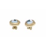 Ohrstecker RG 375/000 mit 2 ovalen, hellblauen Schmucksteincabochons 8 x 6 mm, L. 13,5 mm,3,3 gStuds