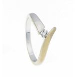 Brillant-Ring WG/GG 750/000 mit einem Brillanten 0,12 ct gepunzt, TW/VS, RG 51, 2,9 gBrillant ring