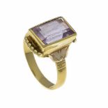 Amethyst-Ring GG 750/000 ungest., gepr., mit einem rechteckig fac. Amethyst 11 x 7,2 mm,RG 48, 4,3