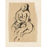 Kurt Moldovan (1918-1977), österreichischer Künstler, zwei Tuschezeichnungen, "Mutter mitKind"