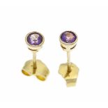 Amethyst-Ohrstecker GG 585/000 mit 2 rund fac. Amethysten 3,5 mm, D. 4,3 mm, 1,0 gAmethyst Studs