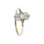 Art Déco Ring GG/WG 585/000 mit 5 Altschliff-Diamanten, zus. 0,45 ct l.get.W-W/VS-SI und