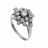 Altschliff-Diamant-Brillant-Ring WG 585/000 mit 19 Altschliff-Diamanten und Brillanten,zus. 1,18