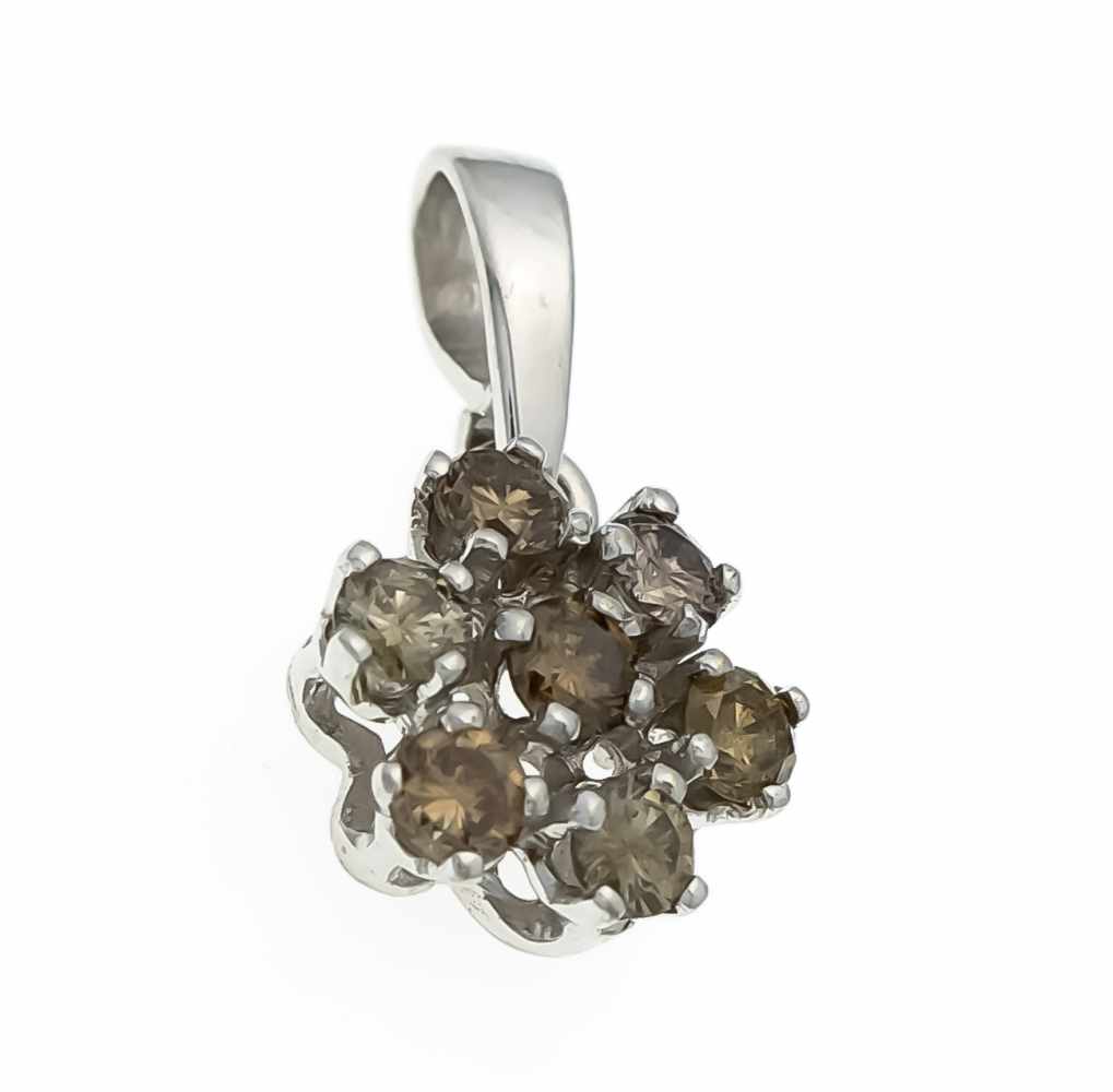 Brillant-Anhänger WG 585/000 mit 7 Brillanten, zus. 0,50 ct FancyBrown/SI, L. 18 mm, 1,4 gBrillant