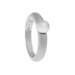 Akoya-Ring Platin 950/000 mit einer sehr feinen cremeweißen Akoyaperle 6,5 mm, RG 57, 8,6gAkoya ring