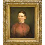 Anonymer Bildnismaler um 1870, Portrait einer jungen Frau mit Granatschmuck, Öl auf Lwd.,