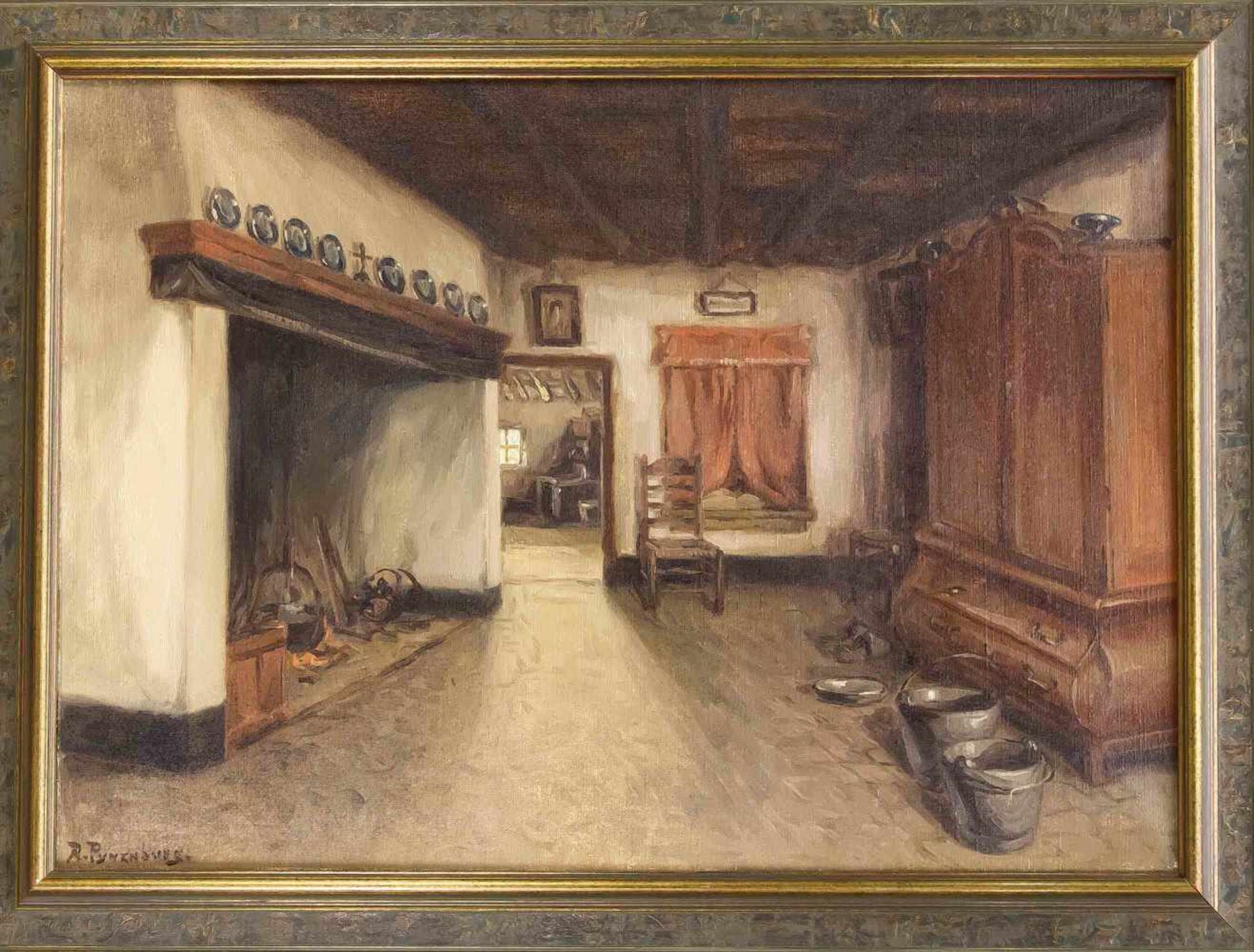 Reinier Pijnenburg (1884-1968), niederländischer Genre- und Interieurmaler. BäuerlichesInterieur, Öl