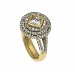 Prinzess-Diamant-Ring GG/WG 750/000 mit einem Prinzess-Diamanten 1,1 ct TW/VVS undBrillanten, zus.