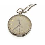 Tutima Glashütte S.A., offene Herrentaschenuhr mit Taschenuhrkette, Silber,