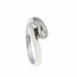 Brillant-Ring WG 750/000 mit 2 Brillanten, zus. 0,08 ct W-get.W/SI, RG 48, 4,6 gBrilliant Ring WG